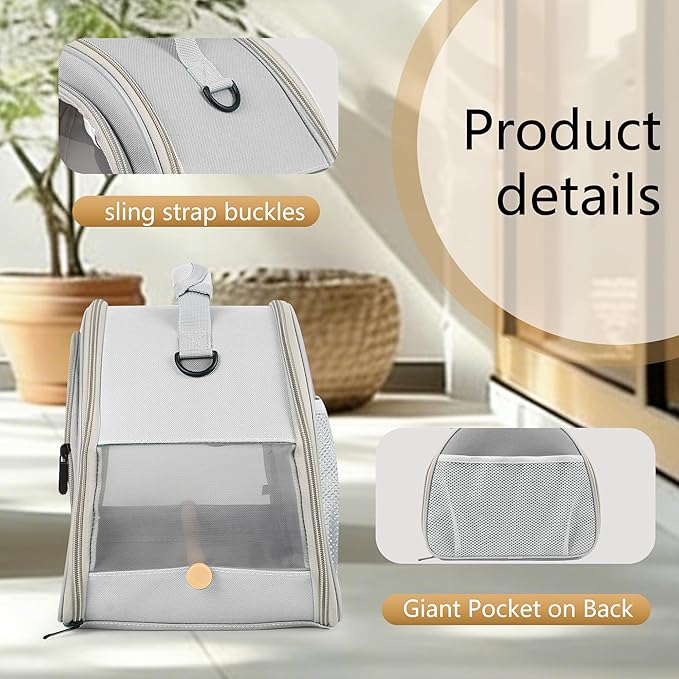halinfer Small Bird Travel Carrier for Parakeet Budgies Parrot Cockatiel Conure, Portable Lightweight Clear Front Window with Horizontal Bar for 2 Birds Standing Perch
