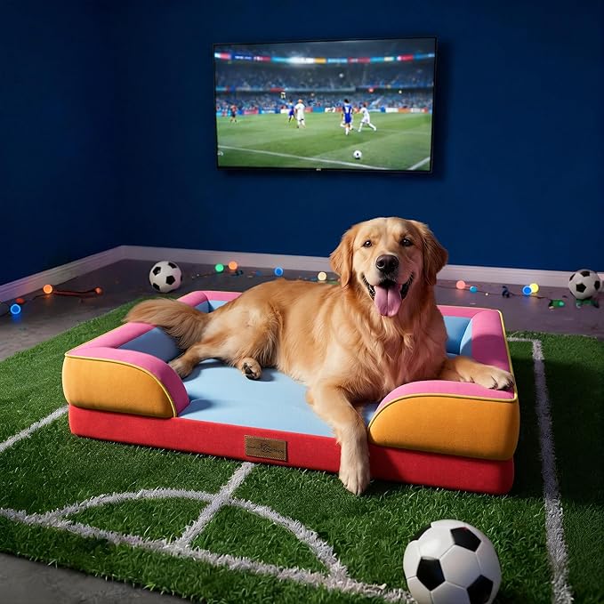Comfort Expression Orthopedic Dog Bed for Large Dogs 36x27 Inch, Waterproof Egg Crate Foam Large Pet Bed with Removable Bolsters, Dog Couch with Washable Cover & Non-Slip Bottom, Miami