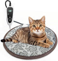 Cat Heating Pad Round with Smart Thermostat Switch and Power Line Protection Tube,Obtained MET and UL Dual Certification,Waterproof Pet Heating Pad for Cats-Rose