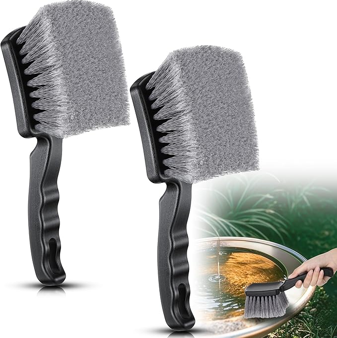 2 Pack Brush for Bird Baths, Bird Bath Cleaner with Ergonomic Handle and PVC Bristles, Gentle Yet Effective Cleaning for Wigglers, Feeders, Hook Design