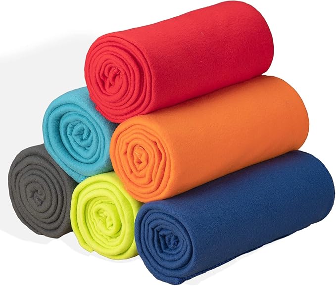 Fleece Blanket Bulk Pack of 6 Cozy Fleece Throw Blankets 50x60 Warm Soft Lightweight Breathable Pet-Friendly for Deco Bed Sofa Kids Wedding Gifts Camping (Assorted)