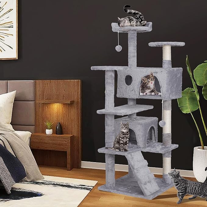 Nova Microdermabrasion 54 in Cat Tree Tower for Indoor Cats Multi-Level Cat Condo Cat Bed Furniture with Scratching Post Kittens Activity Center