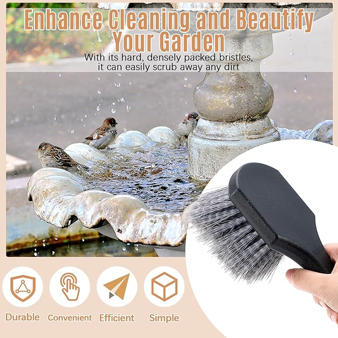 2 Pcs Bird Bath Cleaning Brush Hard Bristle Stiff Bristle Brush with Plastic Handle Utility Scrub for Bird Feeder Bath Accessories Fountain Outdoor Cleaning(Gray)