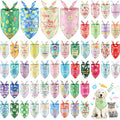 Chunful 50 Pcs Spring Dog Bandanas Floral Dog Bibs Seasonal Pet Costume Adjustable Cat Puppy Spring Outfit Cute Washable Triangle Scarf Kerchief for Small to Medium Pet