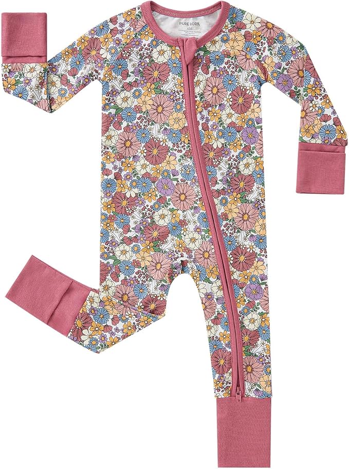 pureborn Baby Infant Boys Girls Sleeper Snug Fit Viscose from Bamboo Pajamas Zipper Pjs 0-24 Months