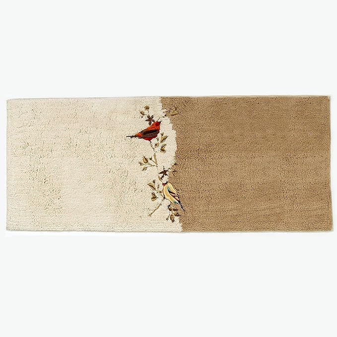 Avanti Linens - Bath Mat, Soft & Absorbent Cotton Rug, Nature Inspired Bathroom Decor (Gilded Birds Collection, 24" x 60")