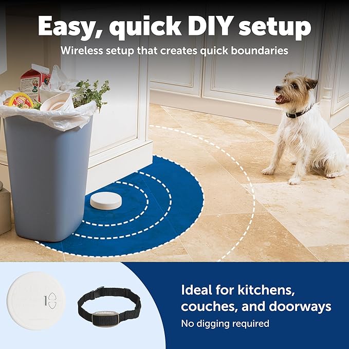 PetSafe Pawz Away Indoor Pet Barrier - Battery-Operated Indoor Invisible Containment Area with Adjustable Compatible Collar - Easy Setup for Furniture Protection