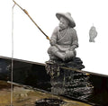 LIYAOLI Mini Fisherman Statue for Aquarium Decor - Sandstone Japanese Fishing Figurine, Fish Tank Ornament, Zen Garden Sculpture & Home Decoration