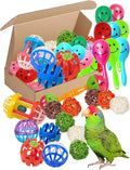22-Pack Bird Toys for Parakeets & Small Birds – Colorful Cage Fun with Bells & Rattan Balls (1.6'' - 5.5'')