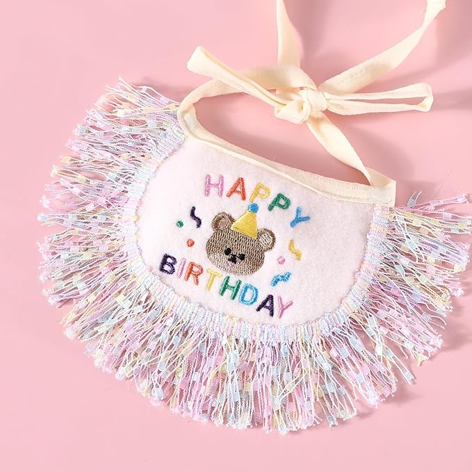 Cat Birthday Bandana Scarf and Party Hat Cute Tassels Bib Scarf and Birthday Hat Cat Birthday Party Decorations Set