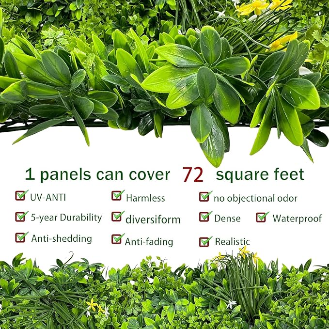 Artificial Plant Wall Roll: 72 X144 in (72 sqft) UV-Anti Ivy Privacy Fence Screen Faux Greenery Panels Backdrop Boxwood Ivy Vine Leaf Hedge Fence for Indoor Outdoor Green Decor