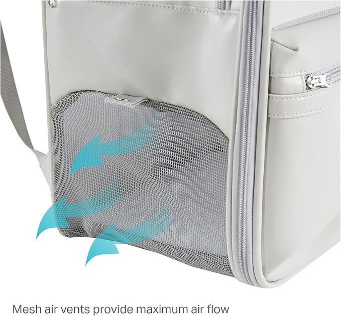 Friends Forever Cat Backpack, Dog Carrier for Small Dogs Travel Bag with Padded Straps, Removable Sherpa Mat, Fully Ventilated, Front Viewing Window, Grey