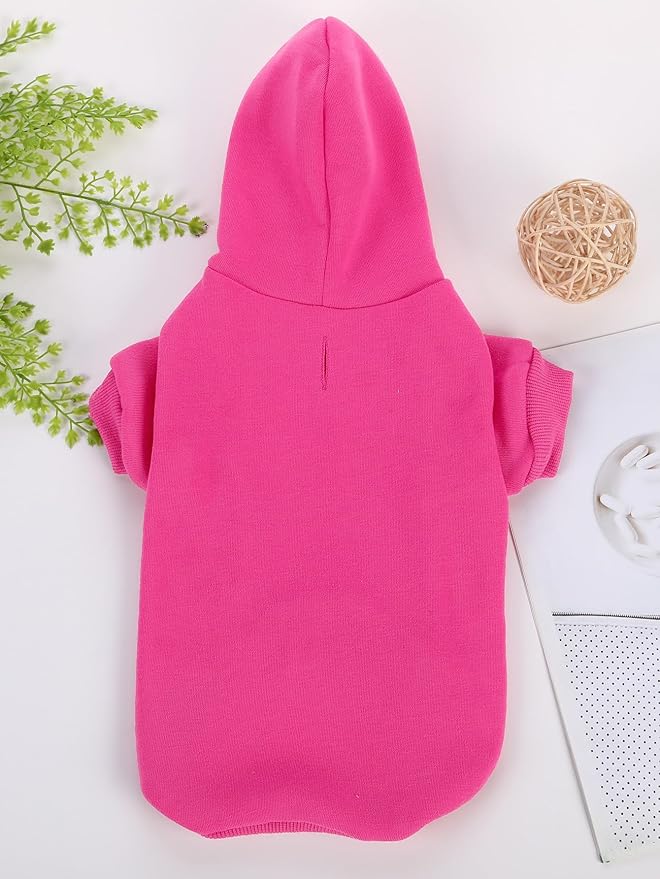 QWINEE Basic Dog Hoodie Sweatshirt Puppy Sweater Warm Cat Costumes Pet Clothes for Chihuahua Puppy Kitten Small Medium Dogs Hot Pink Small