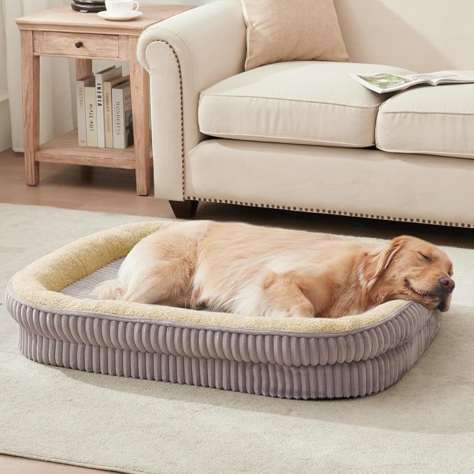 Orthopedic Dog Bed for Medium, Large Dogs Breeds, High Density Egg Crate Foam Dog Sofa Beds with Four Sided Bolster,Oval Kennel Bed, Pet Couch Bed,Removable Washable Cover& Non-Slip Bottom
