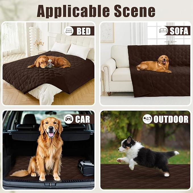 Smiry Waterproof Dog Bed Cover Blanket 40x50, Soft Reversible Pet Blanket, Washable Leakproof Cats Dogs Couch Cover for Sofa, Couch, Furniture, Chocolate/Chocolate
