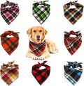 8 Pack Triangle Dog Bandanas, Reversible Plaid Painting Bibs Scarf, Washable Christmas Dog Bandanas Boy Girl Apparel & Accessories Kerchief Set