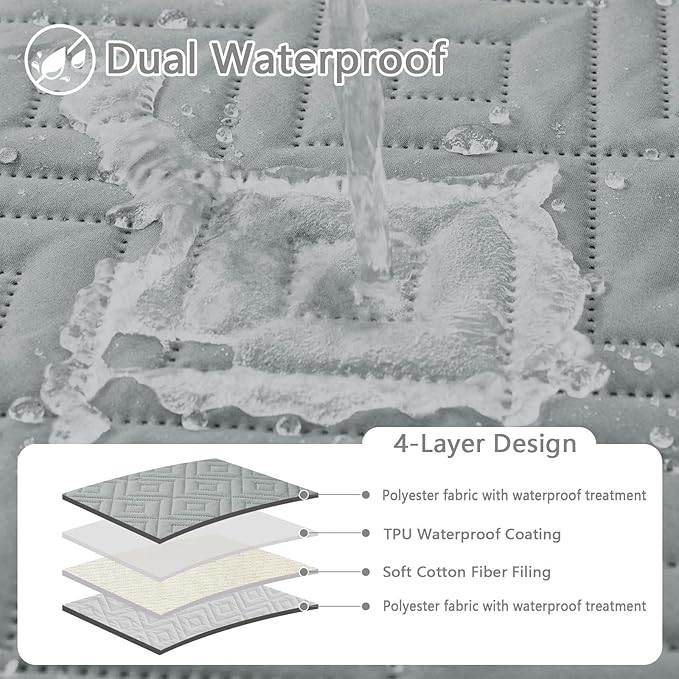 hyha Waterproof Dog Blanket, Soft Pet Bed Blankets, Waterproof Sofa Couch Cover for Dogs Washable, Reversible Pet Couch Covers for Sofa Furniture (40x50 Inch, Grey/Light Grey)