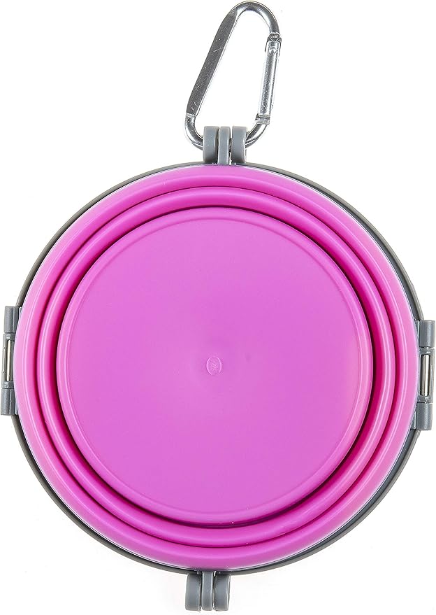 Loving Pets Bella Roma Collapsible Dog Bowls - Silicone Dog Bowls, Foldable Bowl, Puppy Essentials & Hiking Pet Supplies Great for Home & Travel (Pink, Small)