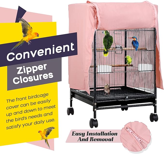 QBLEEV Birdcage Cover, Breathable Night Cover for Bird Cages, Parrot Cage Cover Shade Pet Universal Blackout Windproof Light-Proof Sleep Reduces Distractions Night Accessories Cloth Without Cage