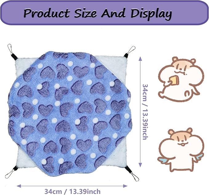 Cat Hammock for Cage, Soft Warm Hanging Bed for Kitten, Guinea Pig, Ferret, Rat, Chinchilla and Other Small Pets, Cozy Bunkbed 13.39"x13.39", Love Coffee Pattern