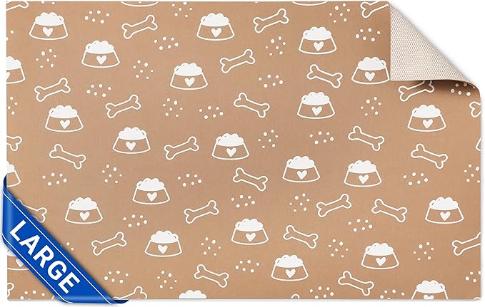 Cooyes Large Dog & Cat Food Mat 17.5"×36", Ultra-Absorbent Dog Bowl Mat for Food and Water, Pet Feeding Mat with Non-Slip Rubber Back, Pet Placemats with Water-Locking Bottom That Protects Floors