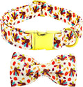 Thanksgiving Dog Collar, Turkey Dogs Collars Bow Tie Pet Collar Adjustable Pet Collars Premium Metal Buckle Autumn Leaf Necklace for X-Large Dogs
