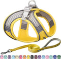AIITLE Dog Harness, No-Pull Cat Harness with a Leash, Adjustable Reflective Dog Vest, Cat Harness Escape Proof, Outdoor Walking, Running,Training for Extra Small Dogs and House Cats Yellow XXXS