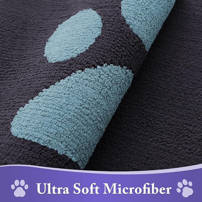 Buganda Dog Door Mat for Muddy Paws, Absorbent Dirt Trapper Non Slip Indoor Doormats, Washable Low-Profile Mat for Mud Dogs, Entryway Carpet for Inside Floor (30x20 Inches, Dark Grey and Blue)