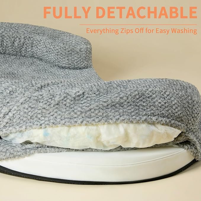 Orthopedic Memory Foam XXL Dog Bed for Large Sized Dog - Washable & Waterproof & Removable Cover -Round Calming Bed for Anxiety Relief (51 x 34 x 8 Inch)