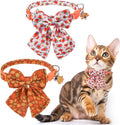SCENEREAL Fall Cat Collar with Bell & Stylish Bowtie, Turkey Maple Leaf Pattern Breakaway Cat Collars Accessories for Boy Girl Small Cats, Holiday Thanksgiving Kitten Costumes for Female Male Pets