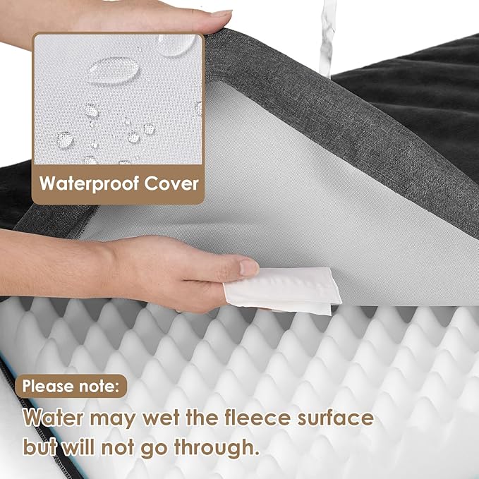 EHEYCIGA Waterproof Dog Bed Orthopedic 35"x23", Memory Foam Pet Bed for Larged Size Dogs, Washable Pet Mat with Removable Cover, Dark Grey
