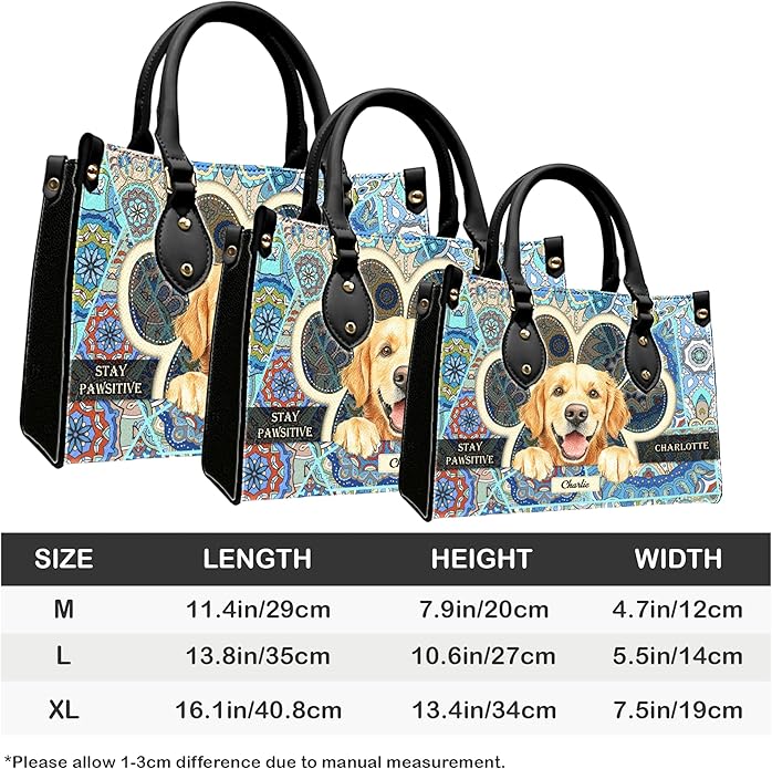 Personalized Pet Mom Leather Handbag – Custom Name Dog Cat Photo Purse, Pet Lover Gifts for Women, Christmas
