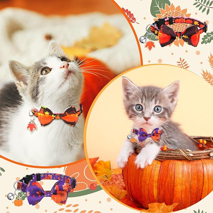 Kacctyen 18 Pcs St. Patrick's Day Cat Collars Bulk Holiday Cat Collars with Bow Tie 4th of July Patriotic Decoration Kitty Breakaway Adjustable Pet Kitten Bowtie Decor(Small)