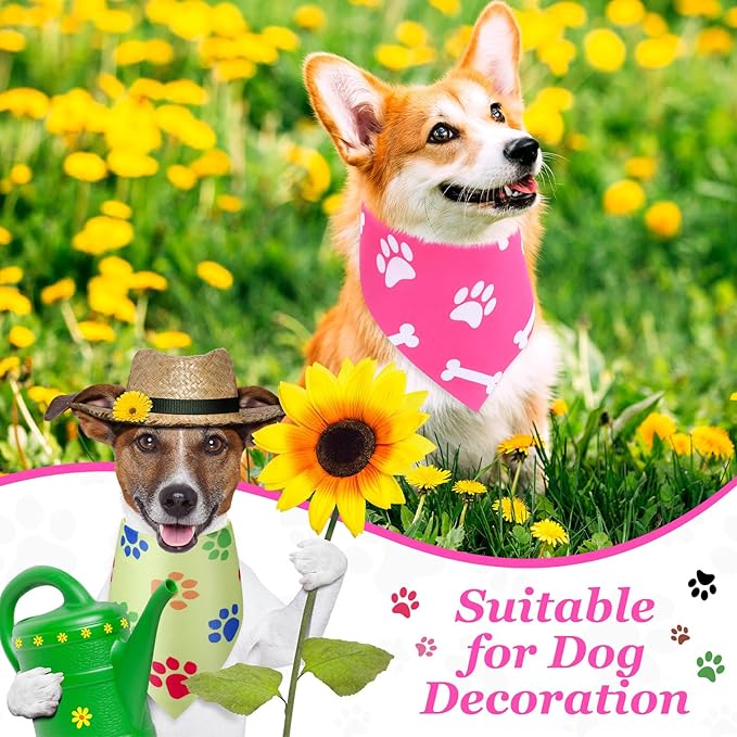 Abbylike 50 Pcs Paw Print Dog Bandanas Bulk Cute Footprint Bandanas for Dogs Triangle Kerchief Bib Scarf for Pets Halloween Party Costume Photo Props Daily Accessories Pet Shops (31.5 x 21.7 x 21.7)