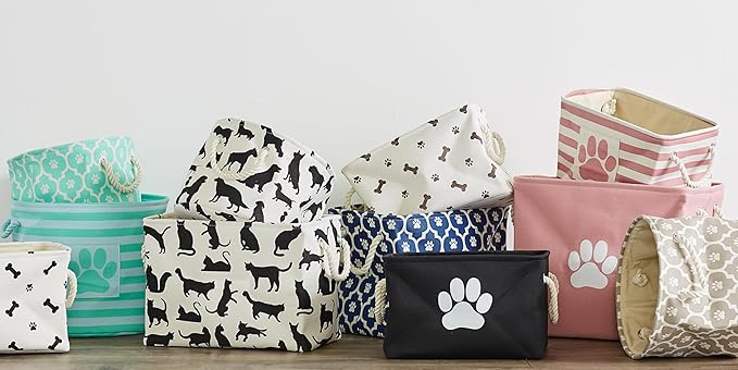 Bone Dry Pet Storage Collection Lattice Paw Print, Aqua, Medium Rectangle
