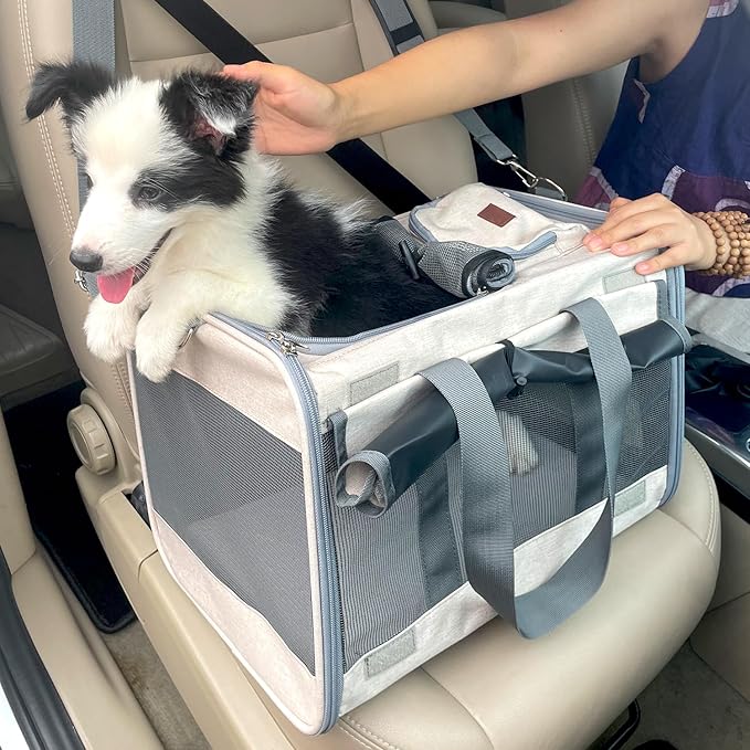 Cat Carriers Soft Grey Small Dog Carrier Airline Approved,Pets Travel Bag for Cats Puppies,Large Pocket,Breathable,Sunshine Protection Pet's Carrier Privacy Protection Outdoor Kitties Kennel