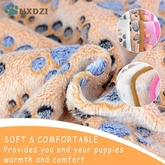 Dog Blankets for Medium Large Dogs, 3 Pack Dog Blanket Washable 41" x 31", Fuzzy Soft Pet Mat Throw Cover for Kennel Crate Bed, Cute Paw Pattern, Cat Blanket, Blankets for Dogs, Pet Blanket