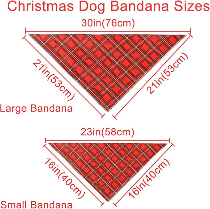 Christmas Dog Bandana, Christmas Red Plaid Man Triangle Bid Scarf for Girl Boy Dog, Cotton Pet Kerchief, Adjustable Winter Puppy Bandana for Small Medium Large Dogs Cats