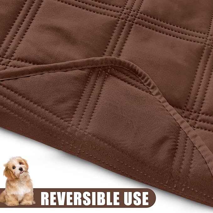 Smiry Waterproof Dog Bed Cover Blanket 30x53, Soft Reversible Pet Blanket, Washable Leakproof Cats Dogs Couch Cover for Sofa, Couch, Furniture, Brown/Brown