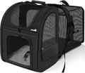Pecute Cat Backpack Carrier Expandable, Pet Backpack for Cats & Small Dogs Up to 11lbs, with 4-Side Breathable Mesh, Multi-Entry & Lockable Zippers for Travel, Hiking, Camping - Hands Free, Black