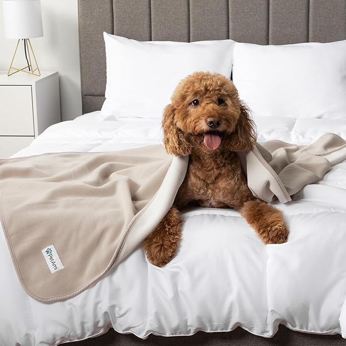 PetAmi Waterproof Dog Blanket for Medium Large Pets Dogs Cats, Pet Couch Cover Protector for Furniture, Reversible Washable Soft Fleece Cat Blanket for Bed Couch Sofa, 40x60 (Taupe/Beige)