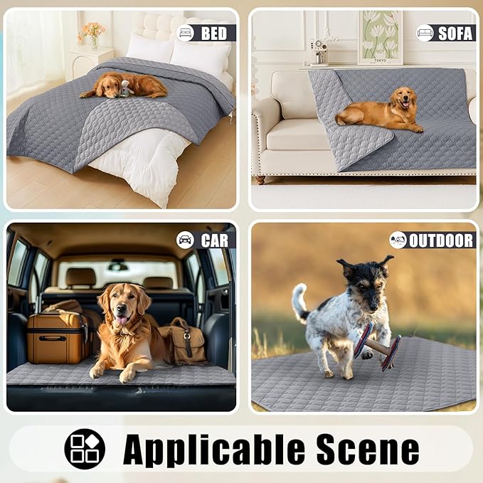 Smiry Waterproof Dog Bed Cover Blanket, Soft Reversible Pet Blanket, Washable Leakproof Cats Dogs Couch Cover for Sofa, Couch, Furniture (68x82 Inch, Grey/Light Grey)
