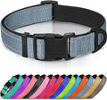 Joytale Reflective Dog Collar, Soft Neoprene Padded, Metal D-Ring, Nylon Pet Collar Adjustable for Extra Large Dogs, Gray, XL