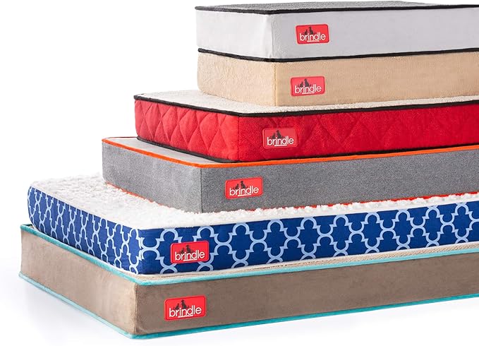 BRINDLE Waterproof Memory Foam Pet Bed - Removable and Washable Cover - 4 Inch Orthopedic Dog and Cat Bed - Fits Most Crates,Khaki