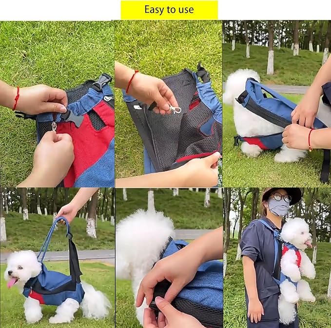 Lightweight Pet Backpack Carrier for Small Dogs & Cats - Easy-Fit Adjustable Straps, Basic Legs-Out Design, Durable for Daily Use (Fits Pets Under 15lb) (Yellow-Blue Color-Blocked, XX-Large)