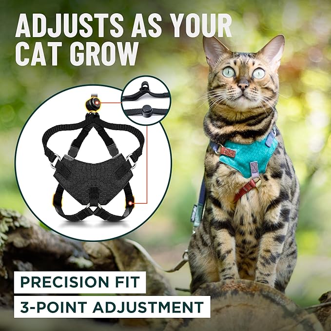 Houdini™ Escape Proof Cat Harness and Leash Set by OutdoorBengal – Tactical Vest for Walking – Extra Large, Adjustable, Long - Houdini Cat Harness Escape Proof for Large Cats + Leash (Multicolor, XL)