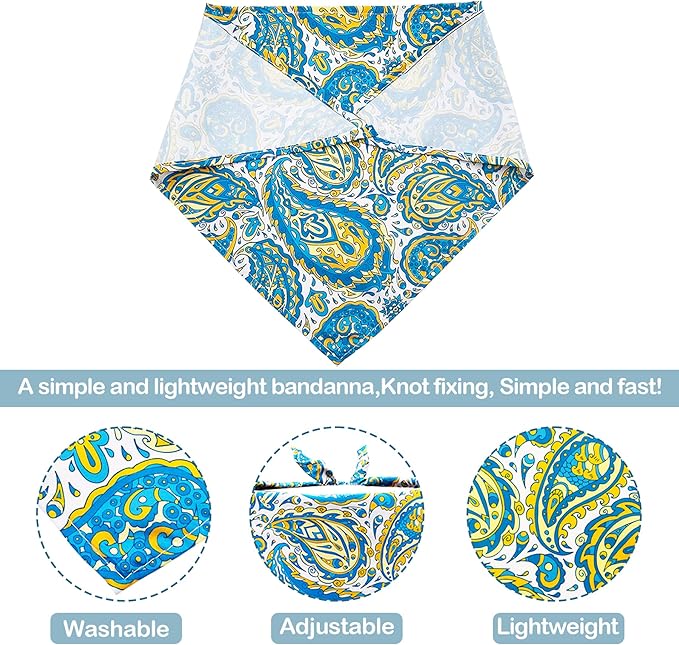 30 Pack Paisley Dog Bandanas for Small Dogs Stitch Bandanas Bulk Reversible Polyester Print One Side Dog Bandana Party Grooming S