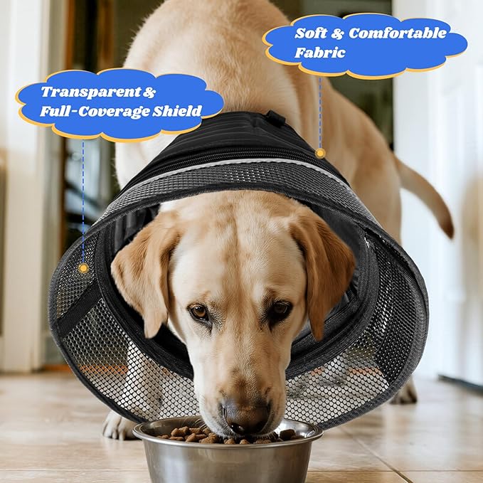 Inflatable Dog Cone for Dogs After Surgery,Soft Adjustable Elizabethan Collar for Medium Dogs,2-in-1 Dog Cone with Detachable Shield,Anti-Anxiety Comfortable Pet E-Collar Prevents Licking Wounds(M)