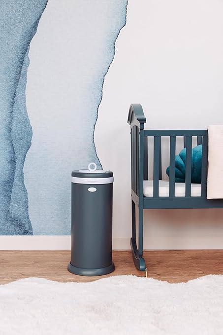 Ubbi Stainless Steel Diaper Pail, Odor Locking, No Special Bag Required, Award-Winning, Registry Must-Have, Open Water
