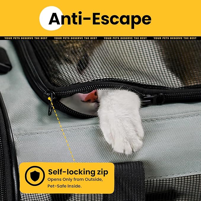Soft-Sided Cat Carrier for Small-Medium Cats, Puppies up to 15 Lb, Airline Approved